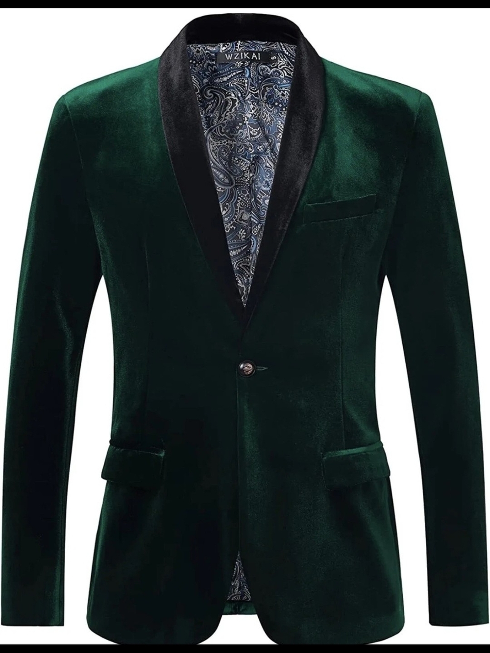 NWT Men's Small  Emerald Green Velvet Blazer Wzikai Dress Evening Mardi Gras